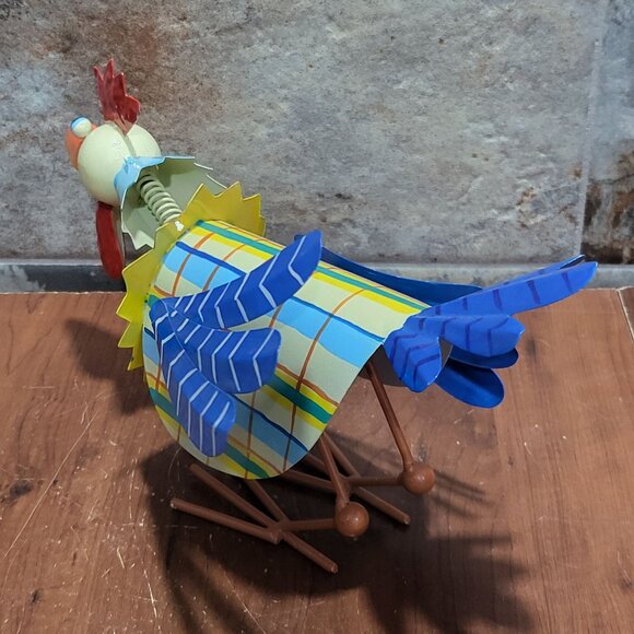 Metal Rooster Bobble Head Animated Chicken Sculpture Outdoor Yard Garden Decor - Picture 6 of 12